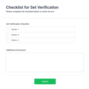 Checklist For Set Verification Form Template