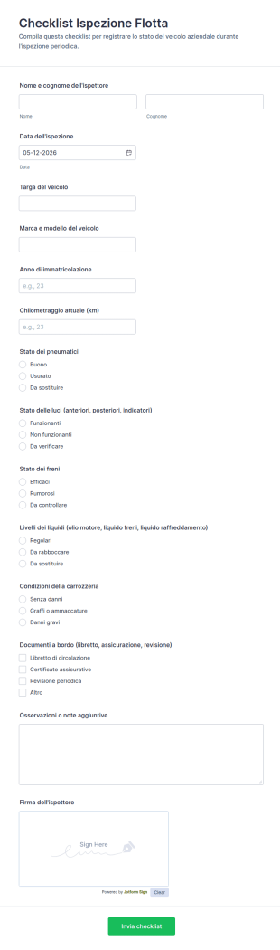 Checklist Ispezione Flotta