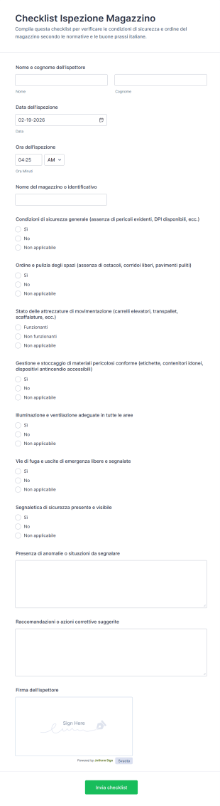Checklist Ispezione Magazzino