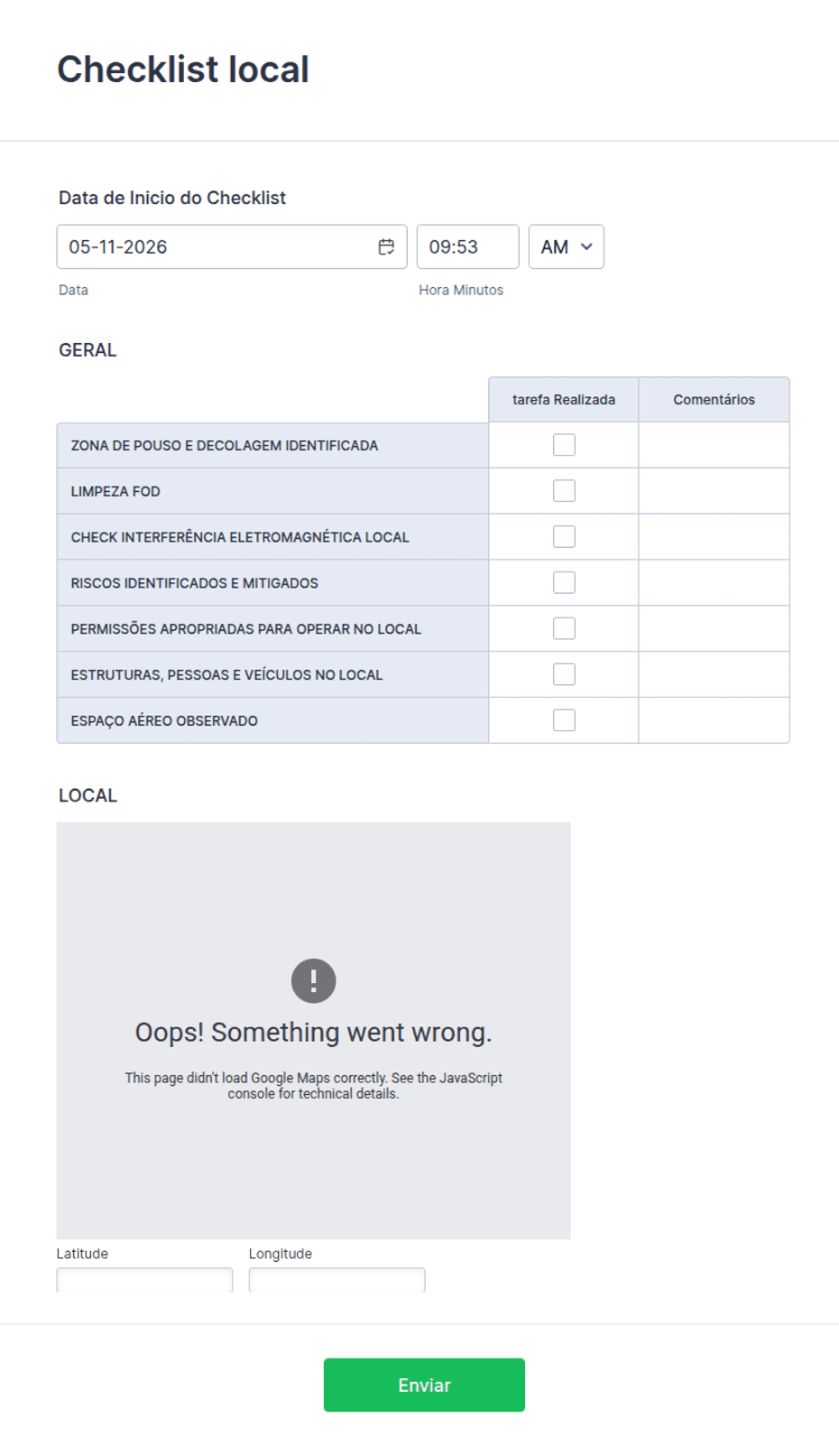 Formular Checklist Checklist Local Modelo de Formulário | Jotform