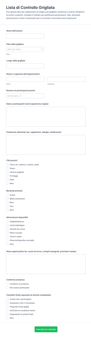 Checklist Per Barbecue Form 🍖🔥