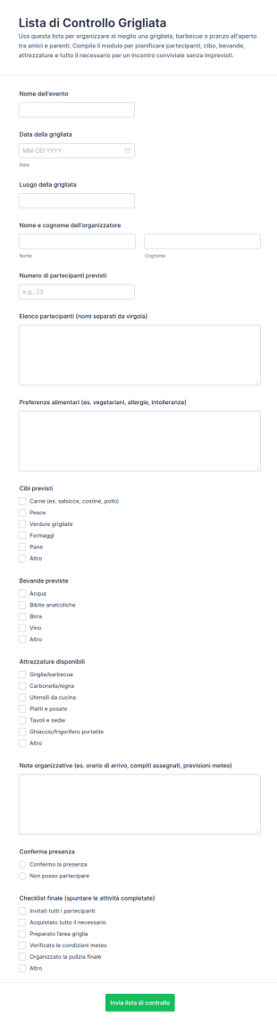 Checklist Per Barbecue Form 🍖🔥