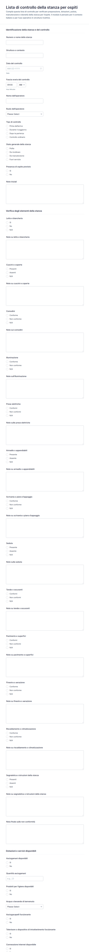 Checklist Per La Camera Ospiti