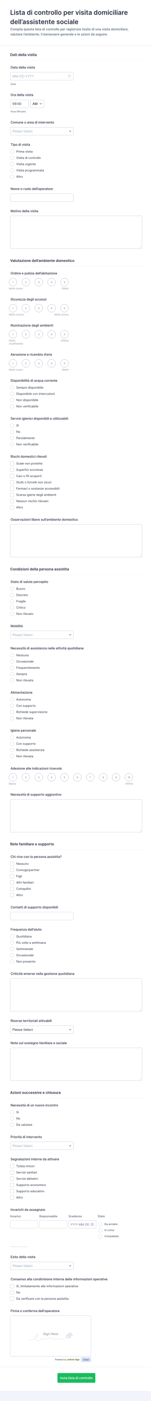 Checklist Per Visita Domiciliare Del Assistente Sociale