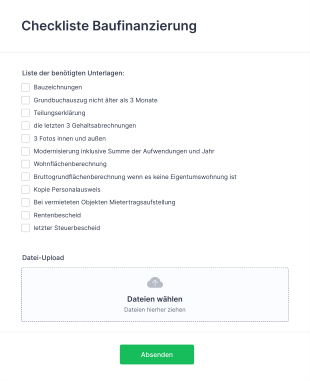 Checkliste Baufinanzierung Form Template