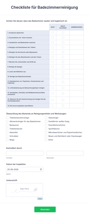 Checkliste Für Badezimmerreinigung
