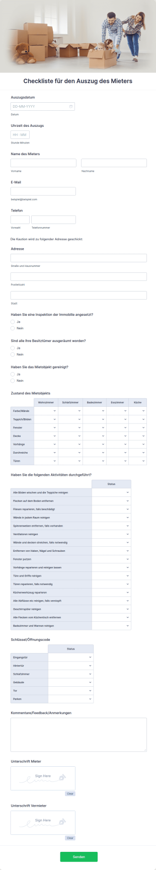 Checkliste Für Den Auszug Des Mieters