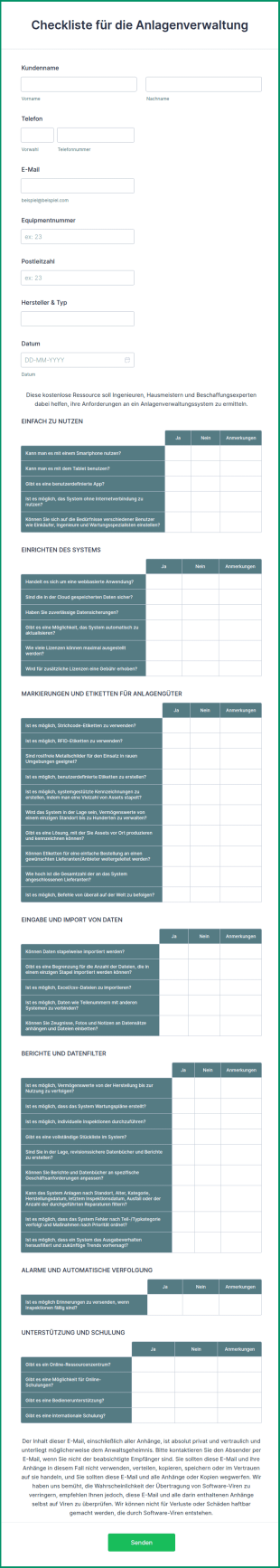 Checkliste Für Die Anlagenverwaltung