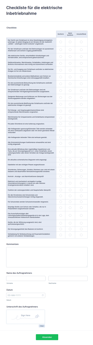 Checkliste Für Die Elektrische Inbetriebnahme