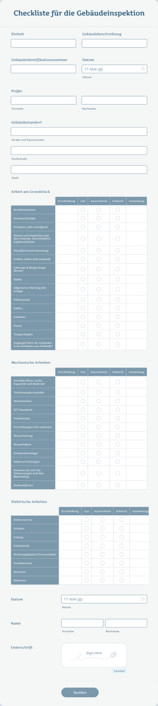 Checkliste Für Die Gebäudeinspektion Form Template