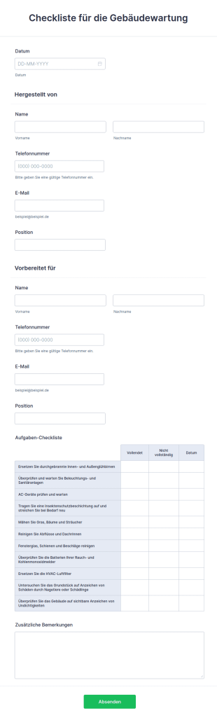 Checkliste Für Die Gebäudewartung
