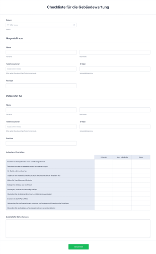 Checkliste Für Die Gebäudewartung Form Template