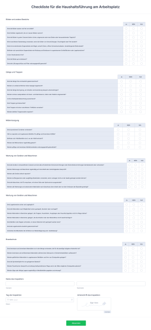 Checkliste Für Die Haushaltsführung Am Arbeitsplatz Form Template