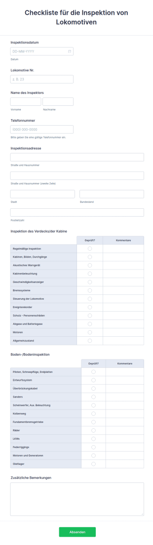 Checkliste Für Die Inspektion Von Lokomotiven