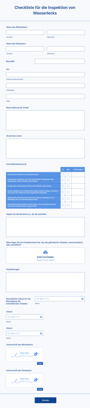 Checkliste Für Die Inspektion Von Wasserlecks