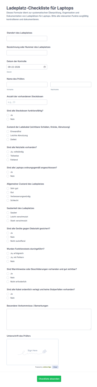 Checkliste Für Die Ladestation Am Laptop