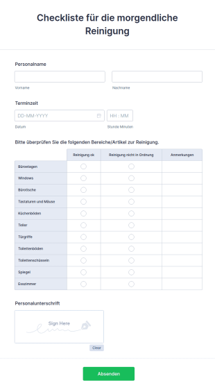 Checkliste Für Die Morgendliche Reinigung