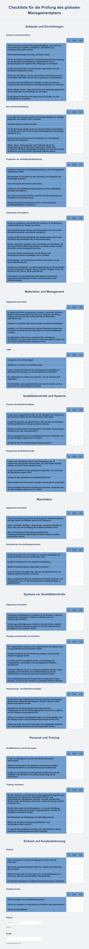 Checkliste Für Die Prüfung Des Globalen Managementplans