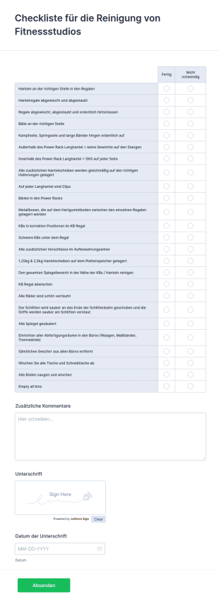 Checkliste Für Die Reinigung Von Fitnessstudios