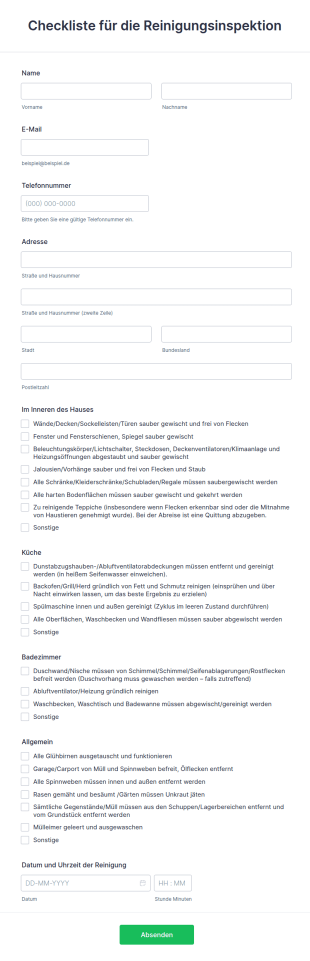 Checkliste Für Die Reinigungsinspektion