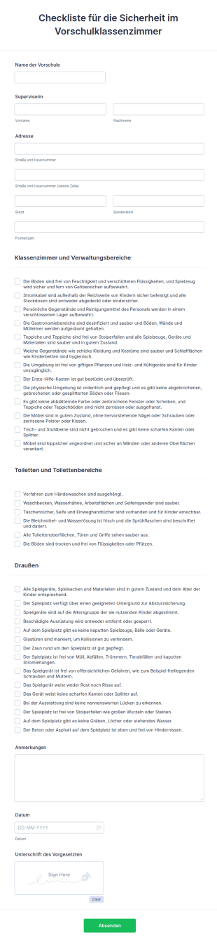 Checkliste Für Die Sicherheit Im Vorschulklassenzimmer
