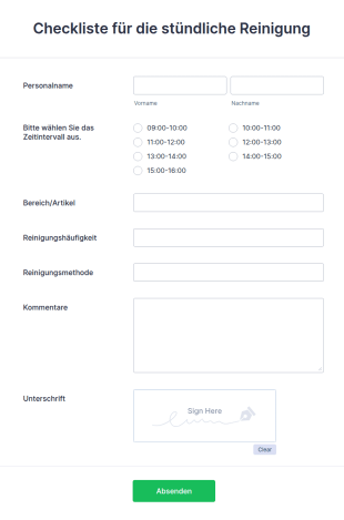 Checkliste Für Die Stündliche Reinigung