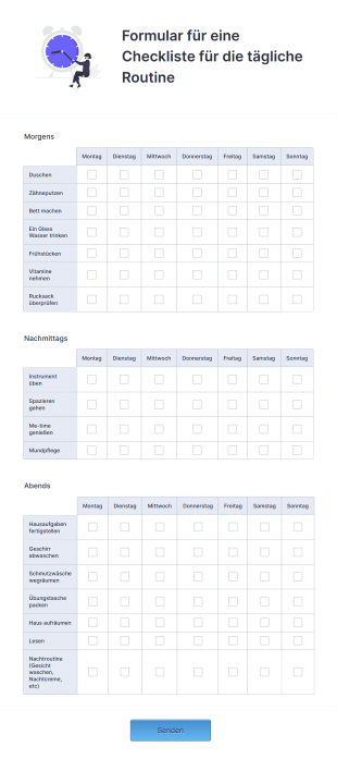 Checkliste Für Die Tägliche Routine Form Template