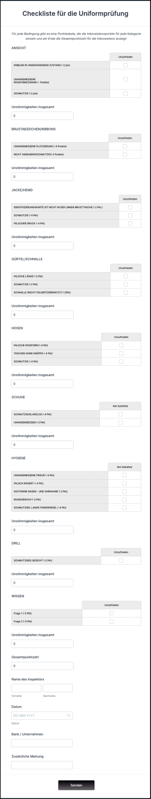 Checkliste Für Die Uniformprüfung