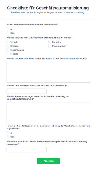 Checkliste Für Geschäftsautomatisierung