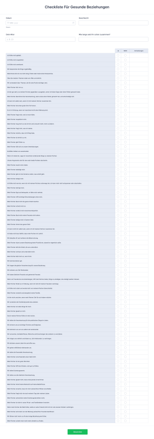 Checkliste Für Gesunde Beziehungen Form Template