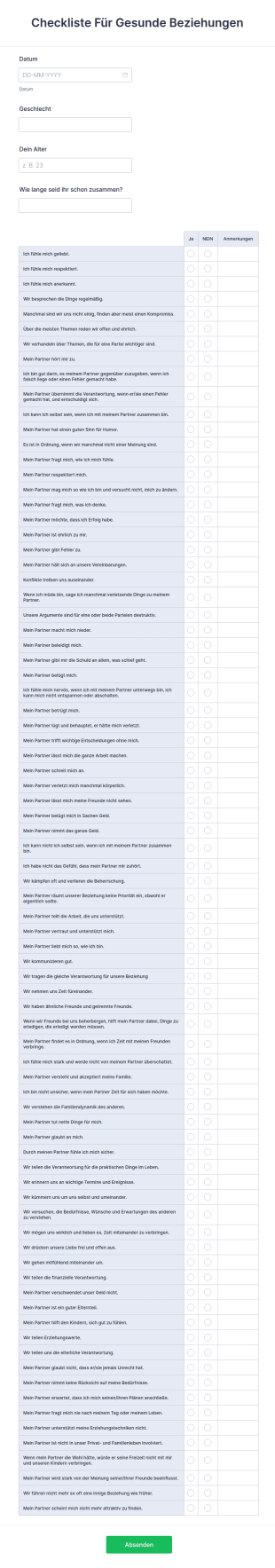 Checkliste Für Gesunde Beziehungen