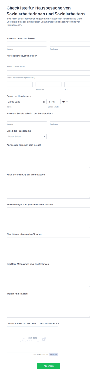 Checkliste Für Hausbesuche Von Sozialarbeiterinnen Und Sozialarbeitern