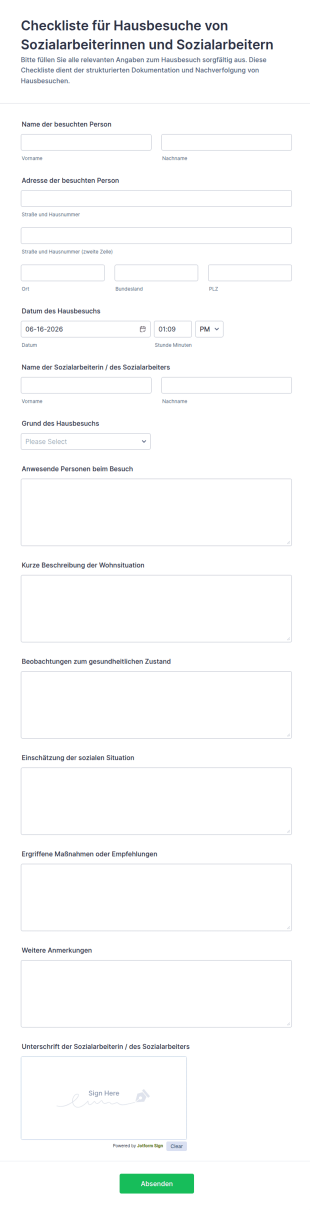 Checkliste Für Hausbesuche Von Sozialarbeiterinnen Und Sozialarbeitern