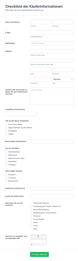 Checkliste Für Käufer Von Immobilien