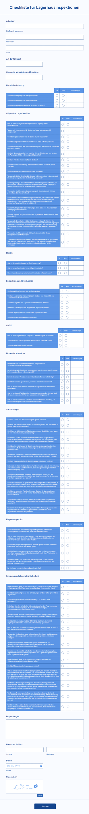 Checkliste Für Lagerhausinspektionen