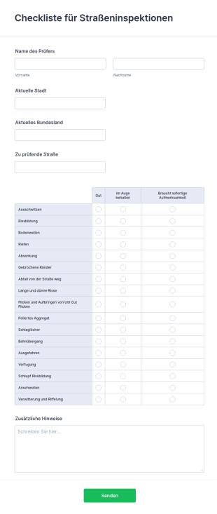 Checkliste Für Straßeninspektionen