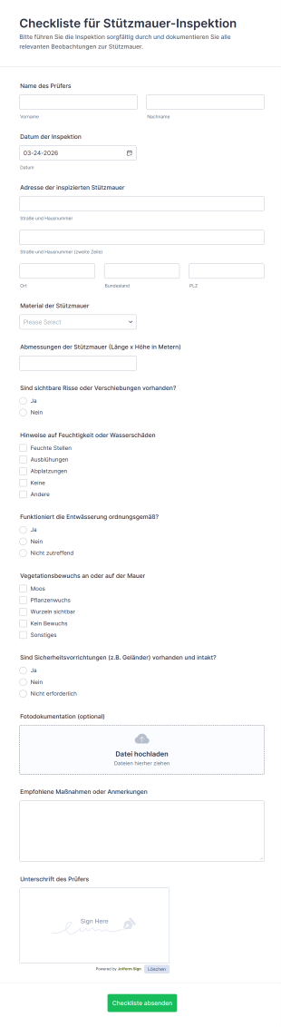 Checkliste Für Stützmauer Inspektion
