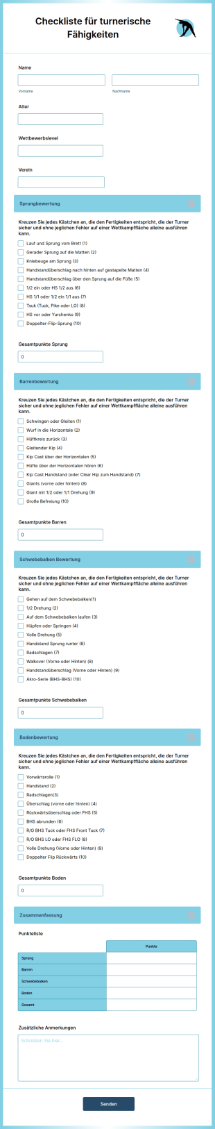 Checkliste Für Turnerische Fähigkeiten