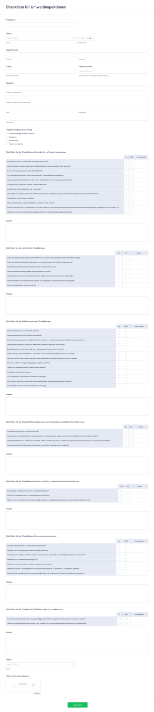 Checkliste Für Umweltinspektionen