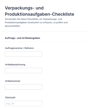 Checkliste Für Verpackungs Und Produktionsaufgaben