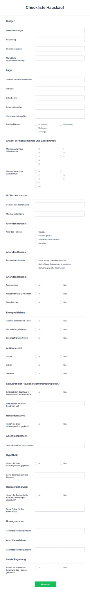 Checkliste Hauskauf