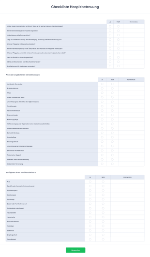 Checkliste Hospizbetreuung