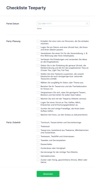 Checkliste Teeparty