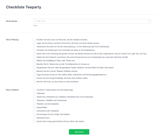 Checkliste Teeparty Form Template