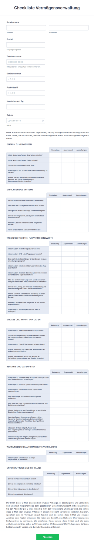 Checkliste Vermögensverwaltung