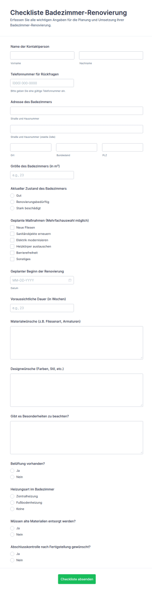 Checkliste Zur Badsanierung