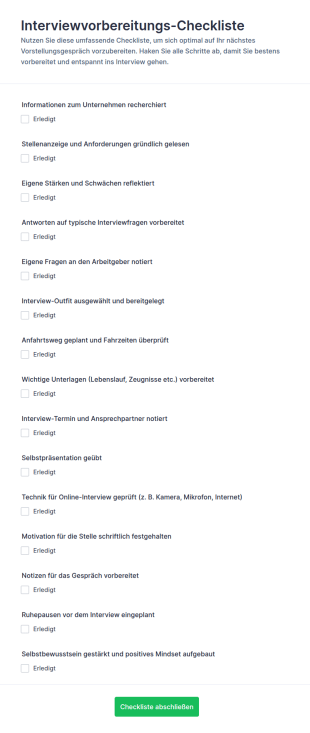 Checkliste Zur Interviewvorbereitung