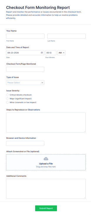Checkout Form Monitoring Report