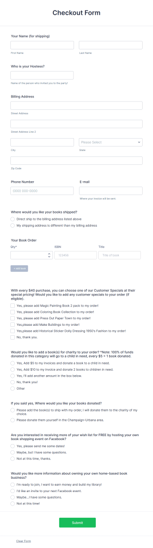 Checkout Form Template