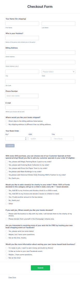 Checkout Form Template